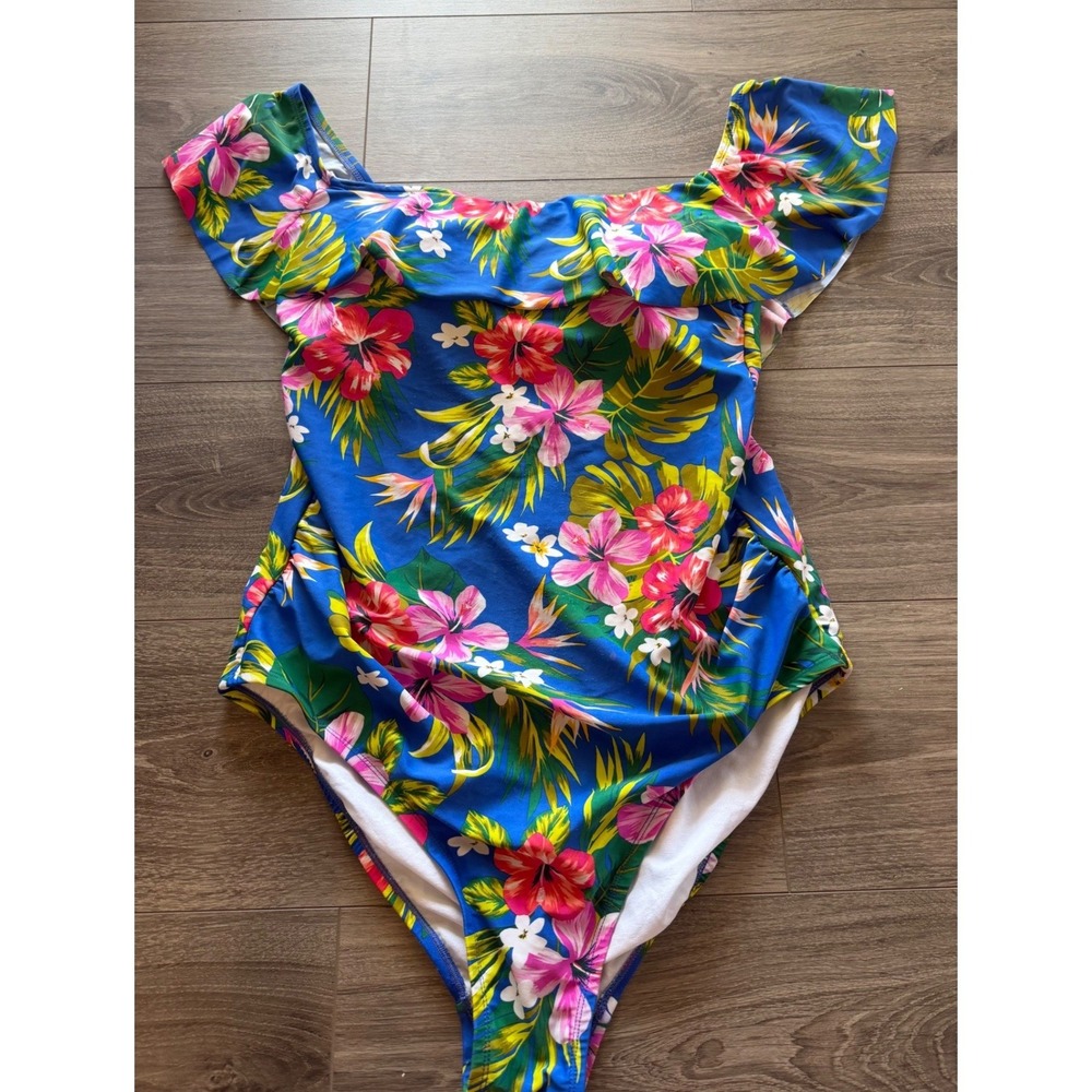 Kona Sol One Piece Swimsuit 18W Tropical Hibiscus Summer Beach
